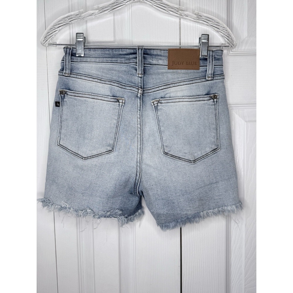 Judy Blue Denim Shorts Women Size S Small Light Wash Distressed Frayed Cutoff - Picture 10 of 12